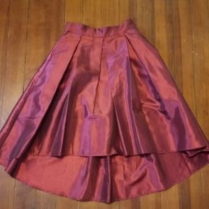 Red high low skirt